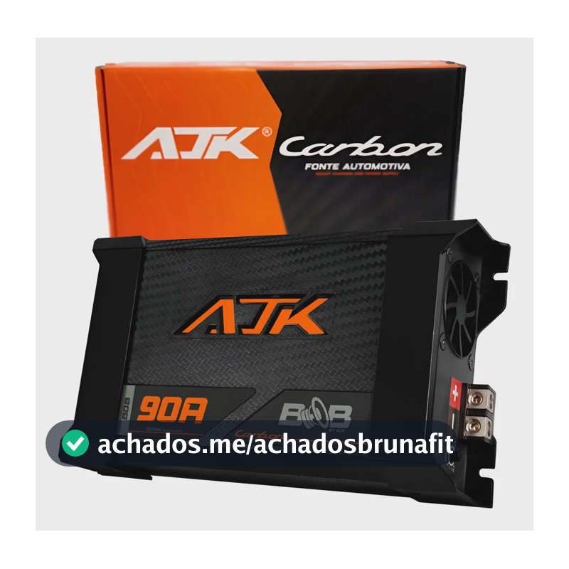 Fonte Bivolt Carregador Automotivo Ajk Bob Carbon 90a Preto Preto