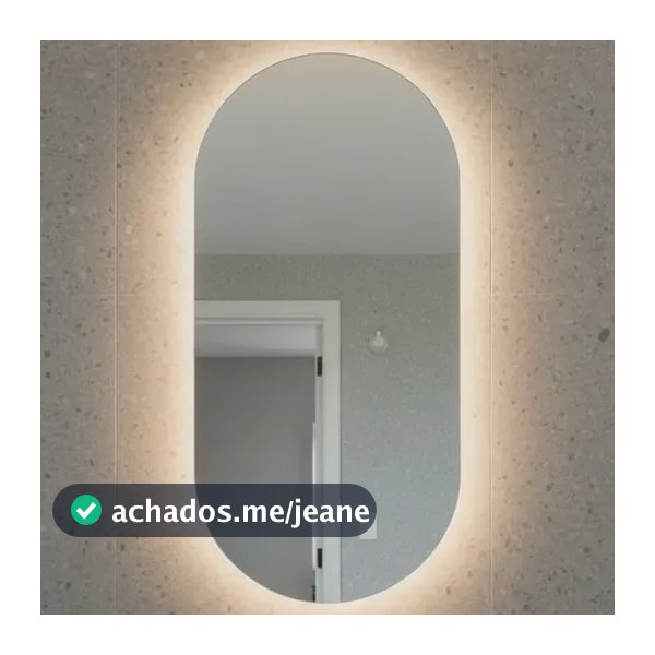 Espelho Oval Led 76cm Para Banheiro Iluminação Sofisticada Moldura Oval 76cm Led Quente