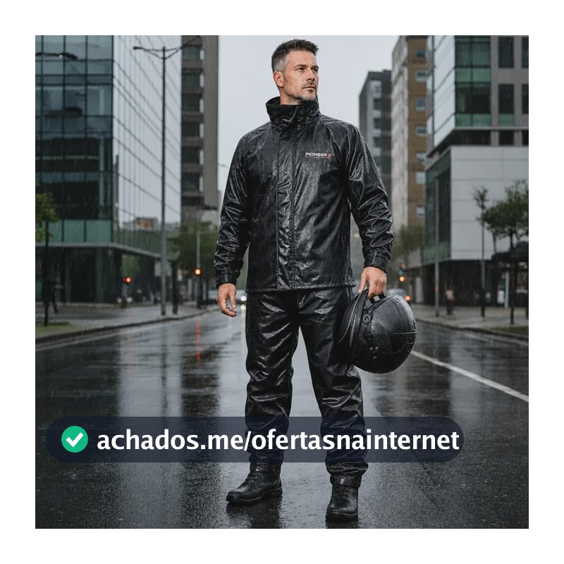 Capa Roupa Chuva Pioneira Combate Gola Masculino Reforçada Preto P