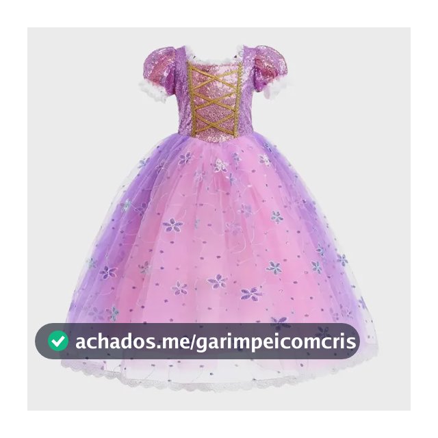 Fantasia Vestido Infantil Menina Rosa Rapunzel  Luxo
