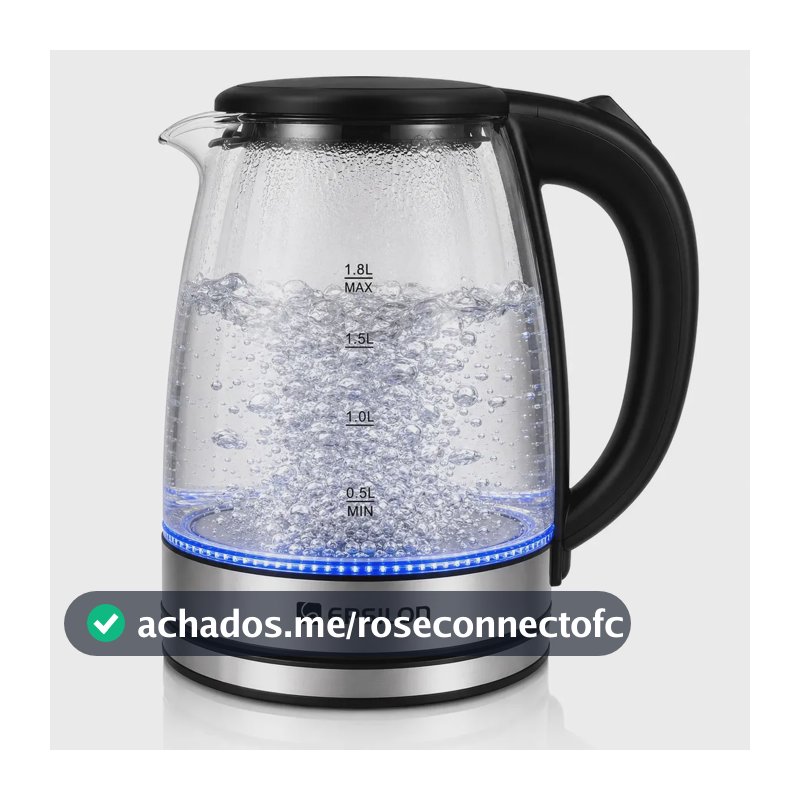 Chaleira eletrica vidro Epsilon Eps-2906 esquentar agua leite 1,8L jarra
