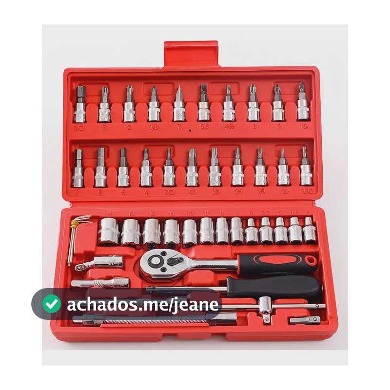 Kit Chaves 46 Peças Soquetes Catraca Ferramenta Vermelho