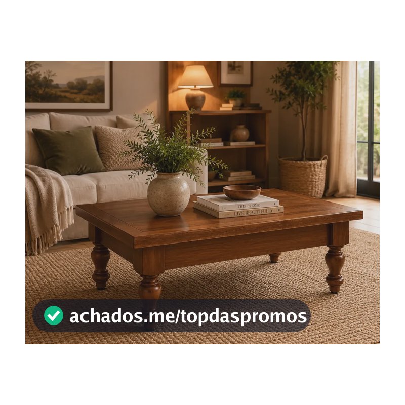 Mesa De Centro Sala Retangular Madeira Maciça 75x55 Castanho