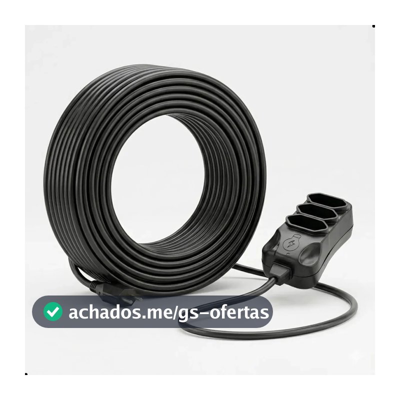 Extensão Elétrica 30 Metros Reforçada 3 Tomadas Cabo Resistente 10a 20a Bivolt Uso Profissional Residencial Obra Alta Durabilidade