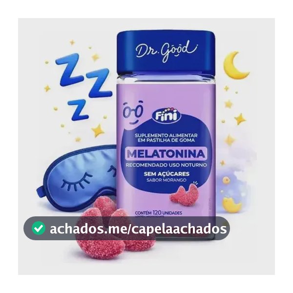 Melatonina Fini: Gomas Para Com Sabor Morango, Veganas e Sem Glúten - 120 Unidades