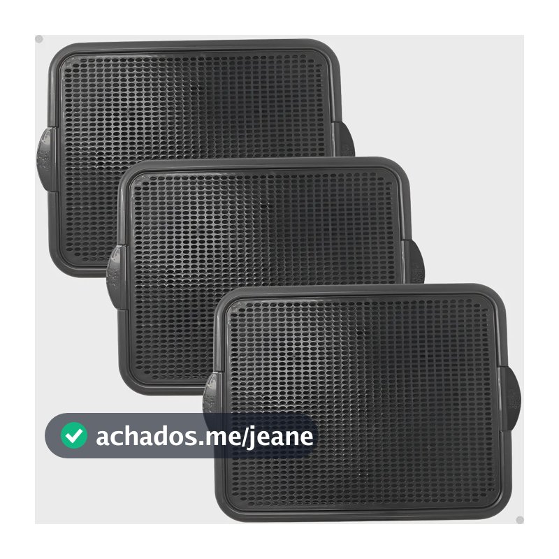 Kit 3 Bandeja Coletora De Areia Para Gato Tapete Coletor Cat Preto