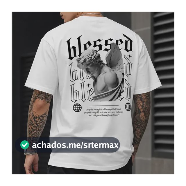 Camiseta Masculina Blessed Angel Streetwear Algodão Estilo