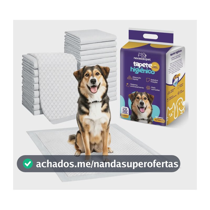 Tapete Higiênico Pet Nexmidiopet L 60x60cm 50un Cachorros Branco
