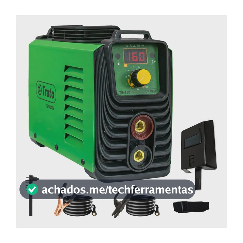 Máquina Solda Inversora 160a Mma Tiglift Tin160 BIVOLT Trato Cor Verde-escuro