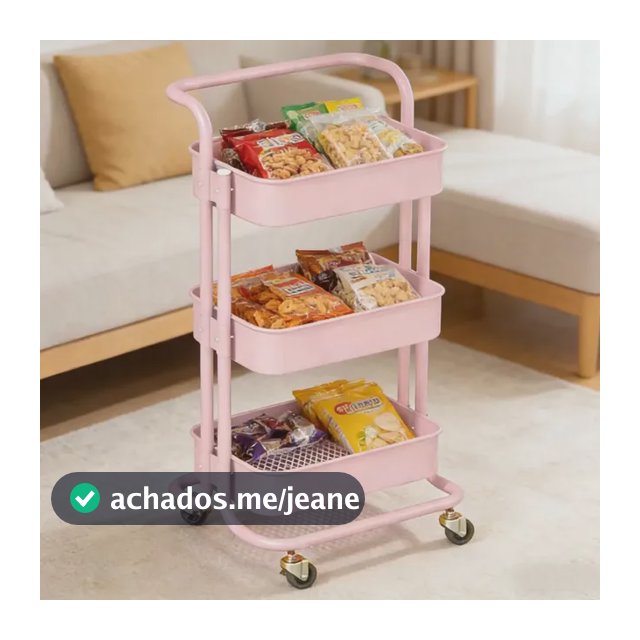 Carrinho Organizador Multiuso 3 Prateleiras Fruteira Rodinha