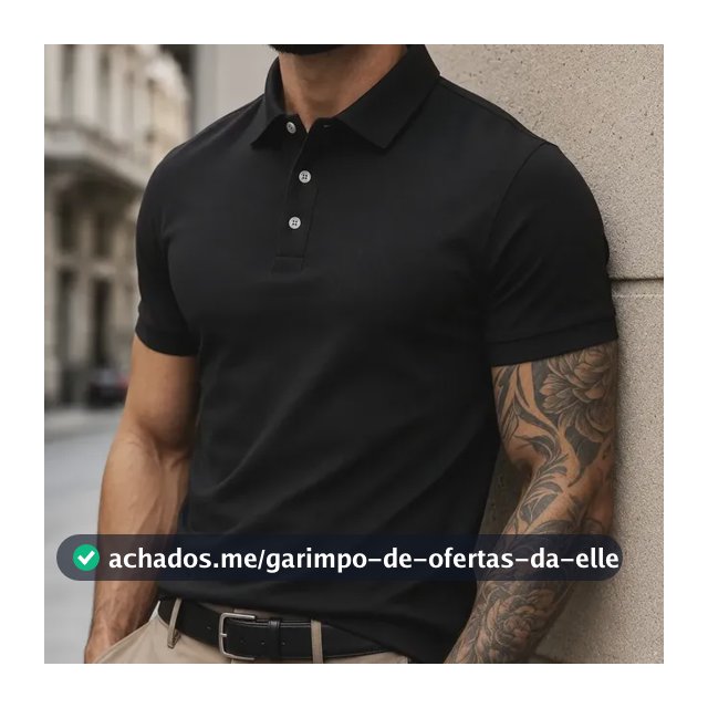Camisa Polo Masculina Piquet Slim Manga Curta Preto P