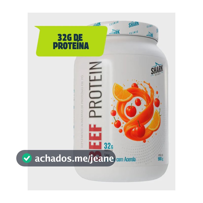 Proteína bovina isolada Shark Pro Whey Beef Zero Lac 900G em pó sabor Laranja com acerola x 900g