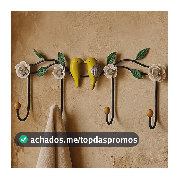Cabideiro Parede Floral Ferro Rústico Ganchos