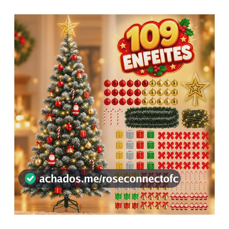 Árvore Natal 1,50m Enfeite Decorada 150cm Pinheiro Nevado Nevada 220v