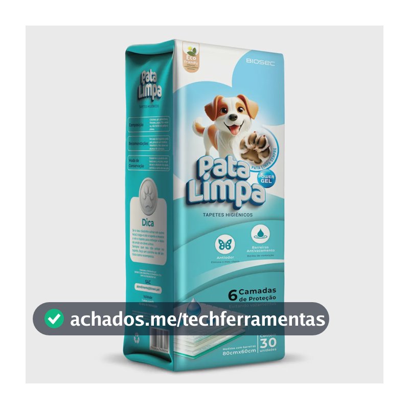 Tapete Higiênico 80x60 30un Pata Limpa Descartável Cachorro Pet Cão Fralda Manta Absorvente