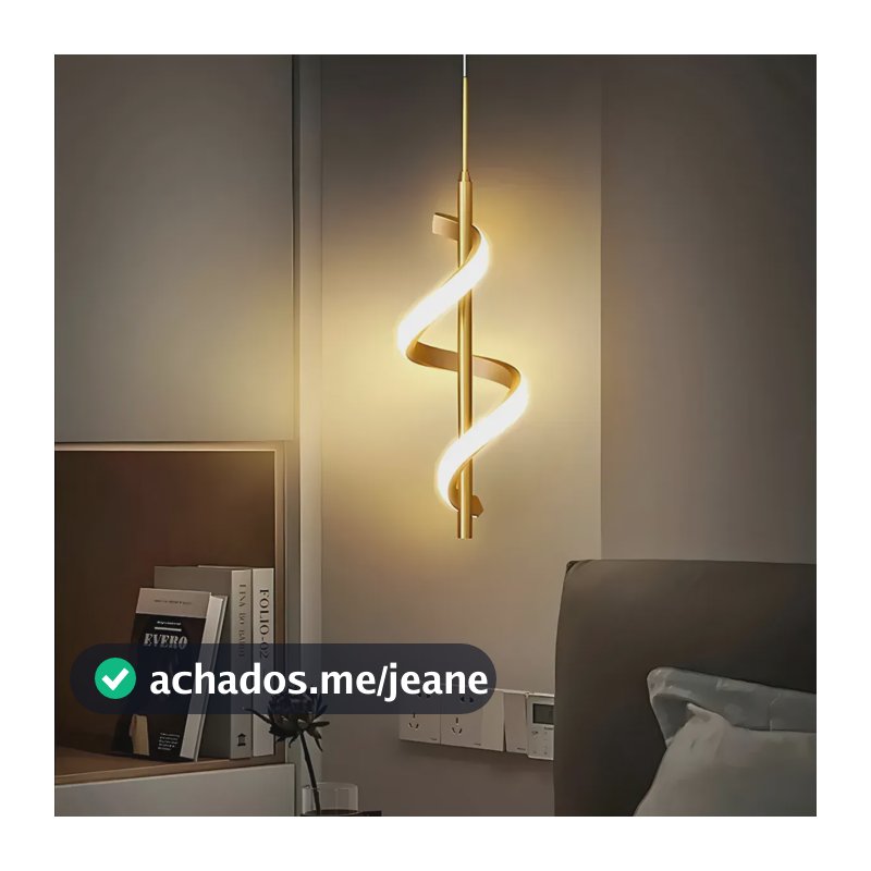 Luminária Suspensa Com Design Espiral, Para Quarto, 3 Em 1 110v - 220v Dourado