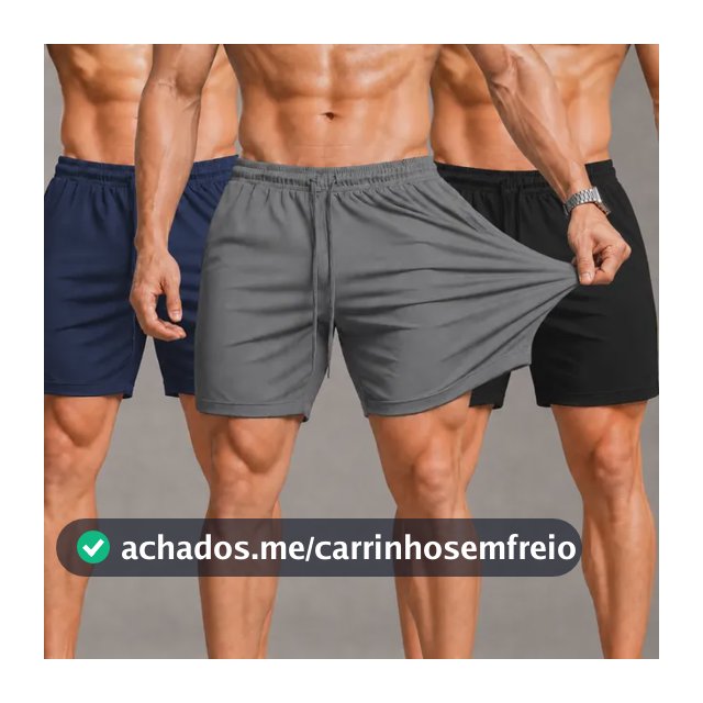 Kit 3 Shorts Bermuda Masculina Tactel Com Elastano Academia