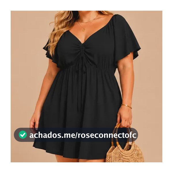 Vestido Plus Size Feminino  Manga Bufante Cordão Ajustável