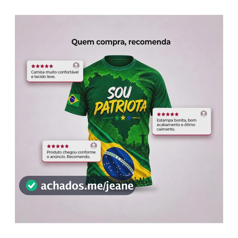 Camiseta Patriota Brasil Bolsonaro Anti Petista Fora Pt Verde Brasil G Estampa Localizada