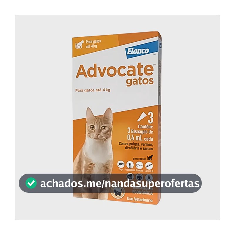Advocate Gatos 0,4ml Até 4kg - 3 Pipetas Imediat