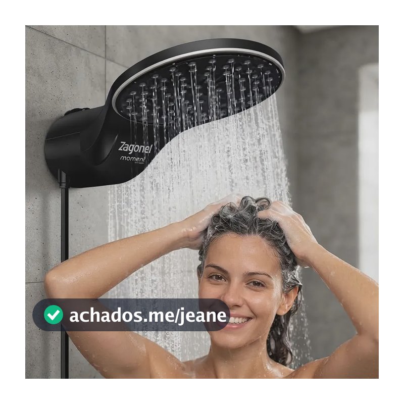 Chuveiro Eletronico 127/220v Grande Moderno Preto Economico Preto 220v 7.5 Kw