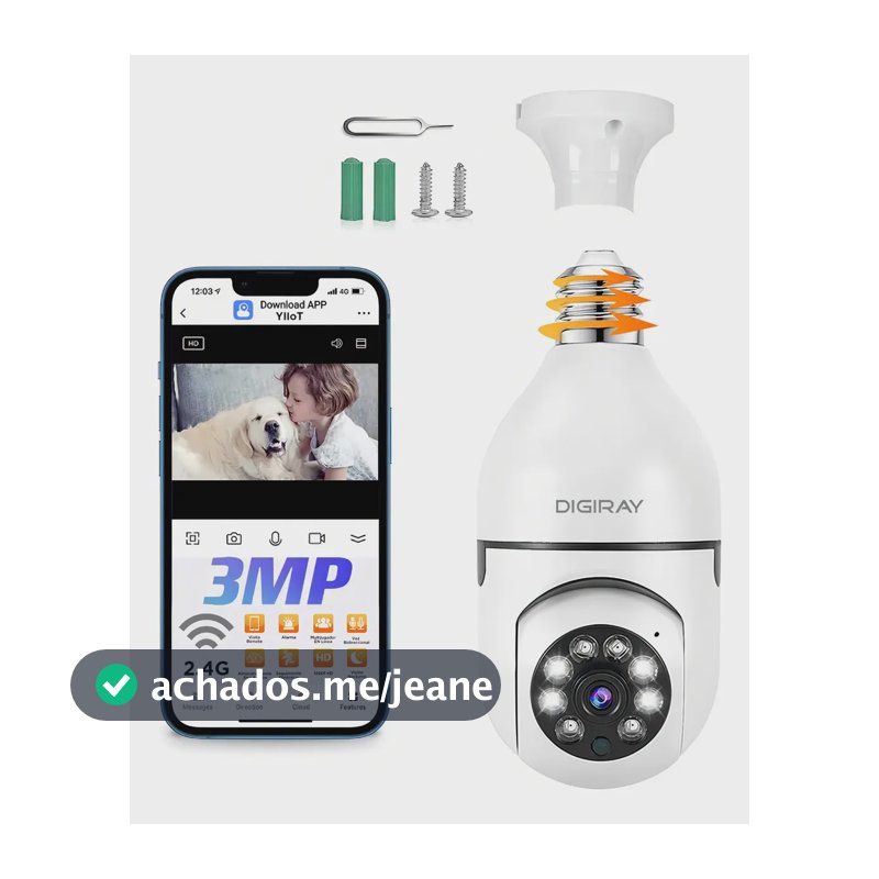 Câmera de segurança 360 Socket 1080p Wifi externa/interna