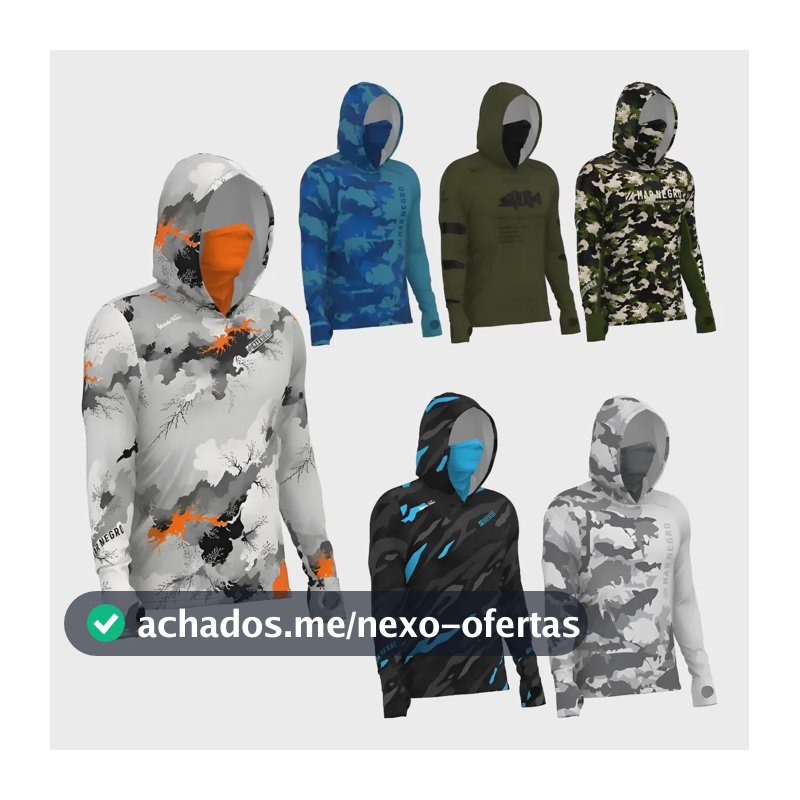 Camisa De Pesca Mar Negro Com Capuz E Buff Todas As Cores Japan Style G1