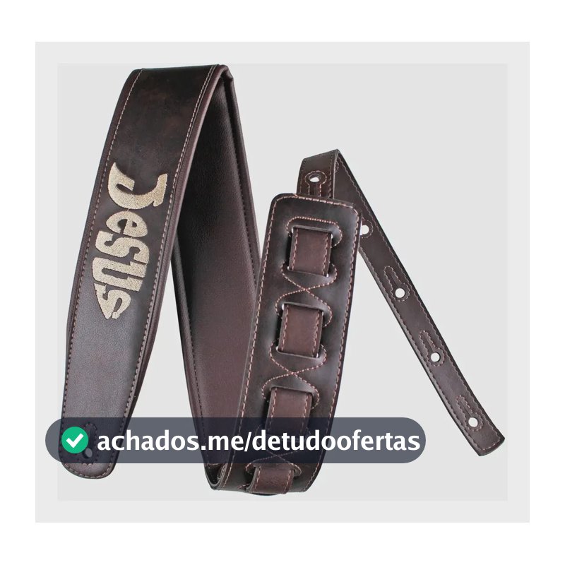 Correia Basso Peixe Jesus Marrom Para Guitarra, Violão e Baixo Sintético