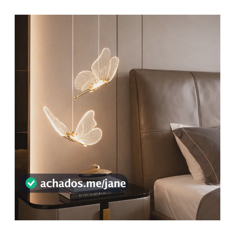 Luminária Pendente LED em Formato de Borboleta, Luminária Decorativa Moderna com Design Elegante 110–265V, Ideal para Quartos, Mesas de Cabeceira e Corredores, Tieesa Dourado