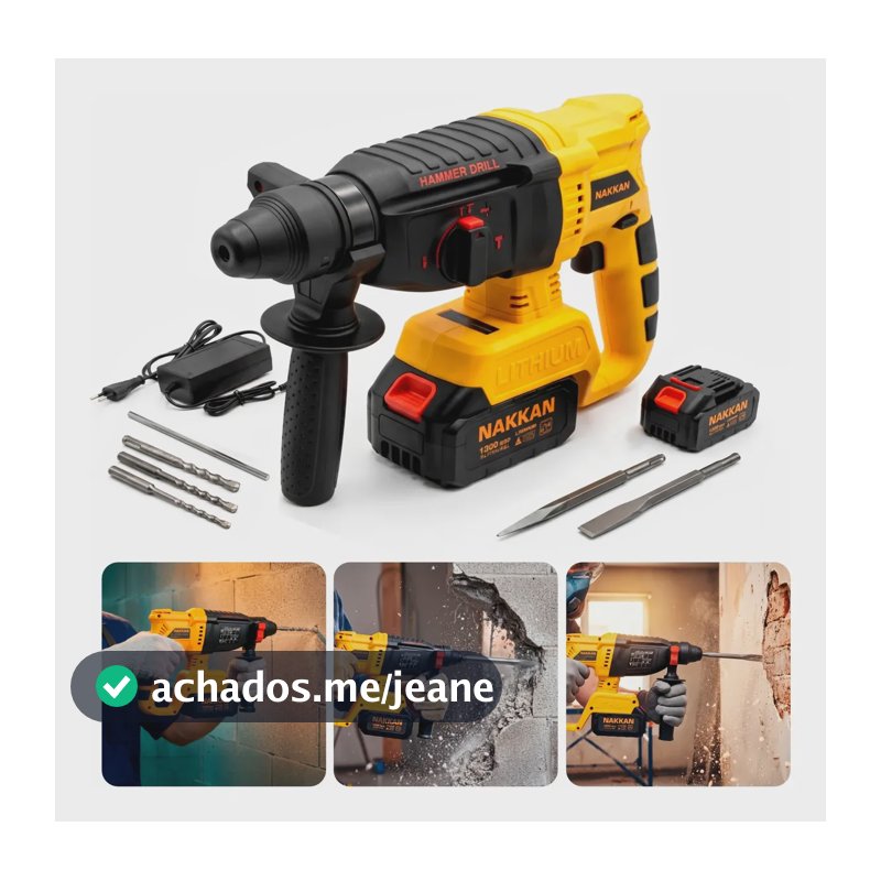 Martelete Rompedor A Bateria 21v 2j Sds Plus Profissional Amarelo 50hz/60hz