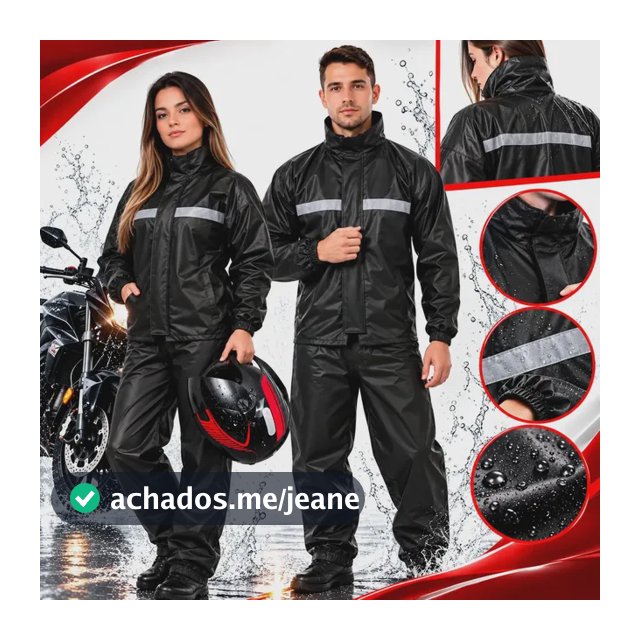 Capa De Chuva Motoqueiro Impermeável Reforçada Moto Motoboy Preto Gg