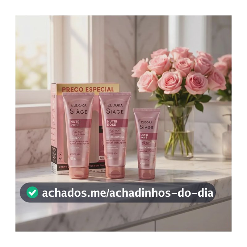 Kit Nutri Rose Shampoo 250ml + Cond 125ml + Leave-in 30ml