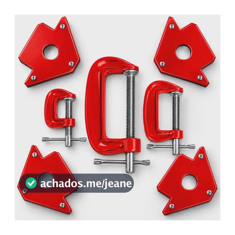 Kit 4 Esquadros Magnéticos Solda 12kg 45° 90° 135° + 3 Grampos C Ferro Fundido 1 2 3 Pol Sargento para Madeira Metal Serralheiro Profissional Bestvirtual Ecommerce