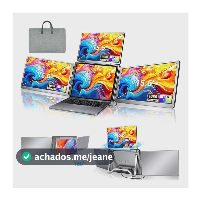 Extensor de Tela Tripla Novante Para Notebook 15.6" Full HD IPS Com Rotação de 360º