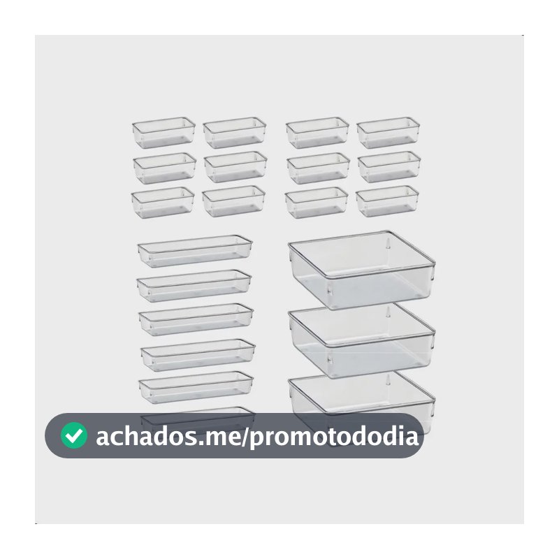 Kit 21 Organizador Multiuso Modular Gavetas Acrilico Rebirth