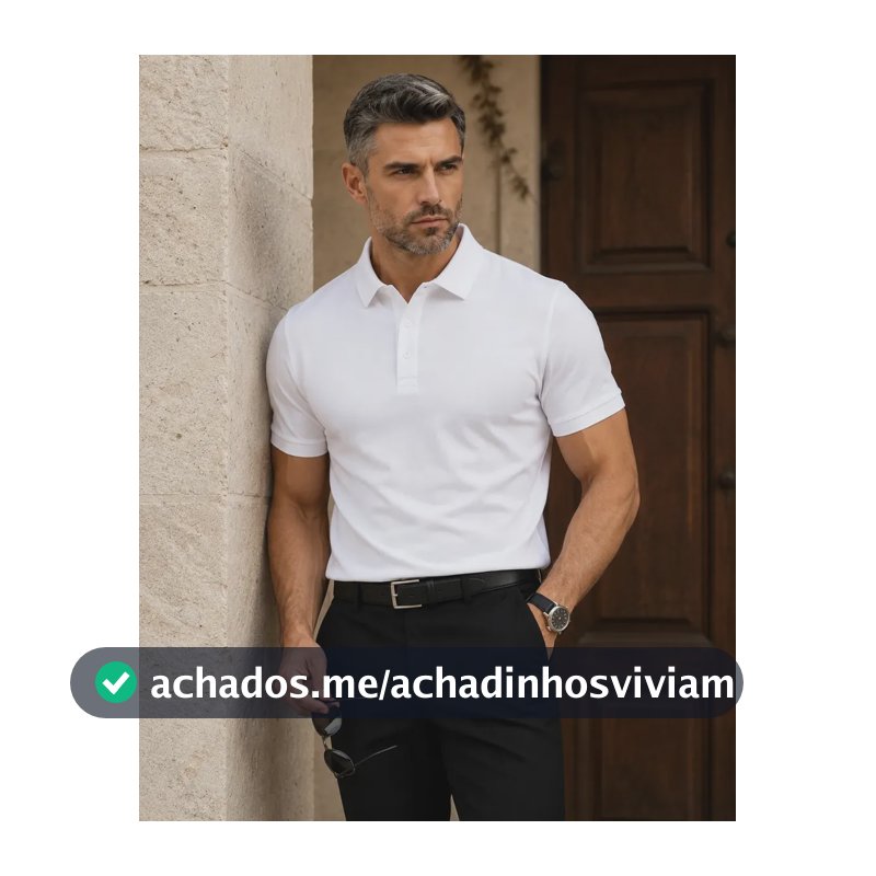 Camisa Polo Masculina Piquet Slim Manga Curta Branco Gg