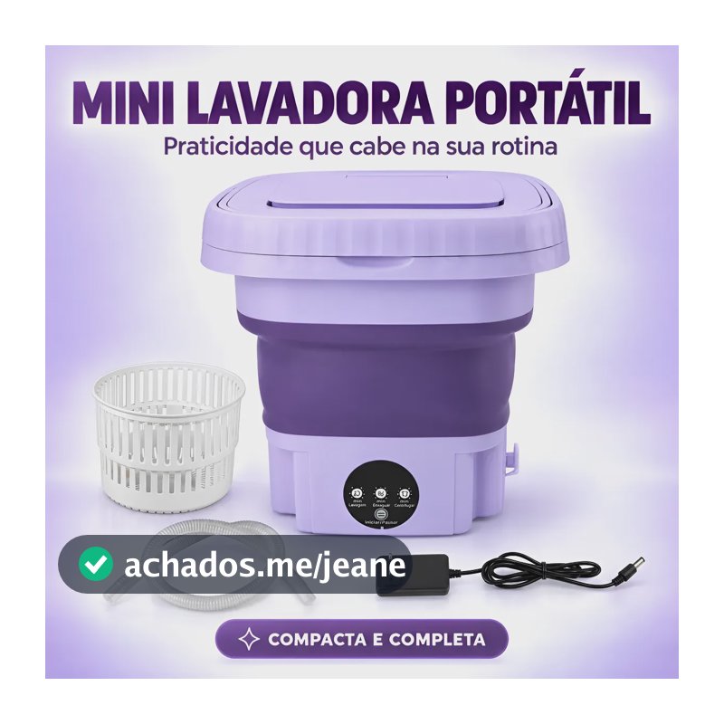 Mini Máquina De Lavar Roupa 9l Centrífuga Portátil Bivolt 127/220v Lilás