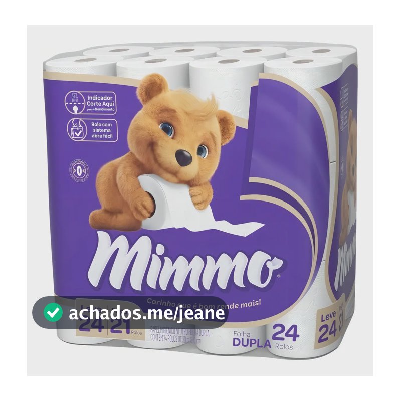 Papel Higiênico Folha Dupla Com 24 Rolos De 30m Mimmo