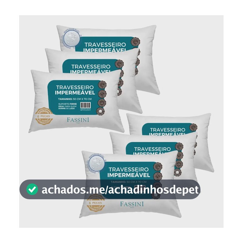 Kit 6 Travesseiros Antialérgico Impermeável 50x70 Lavável  Branco