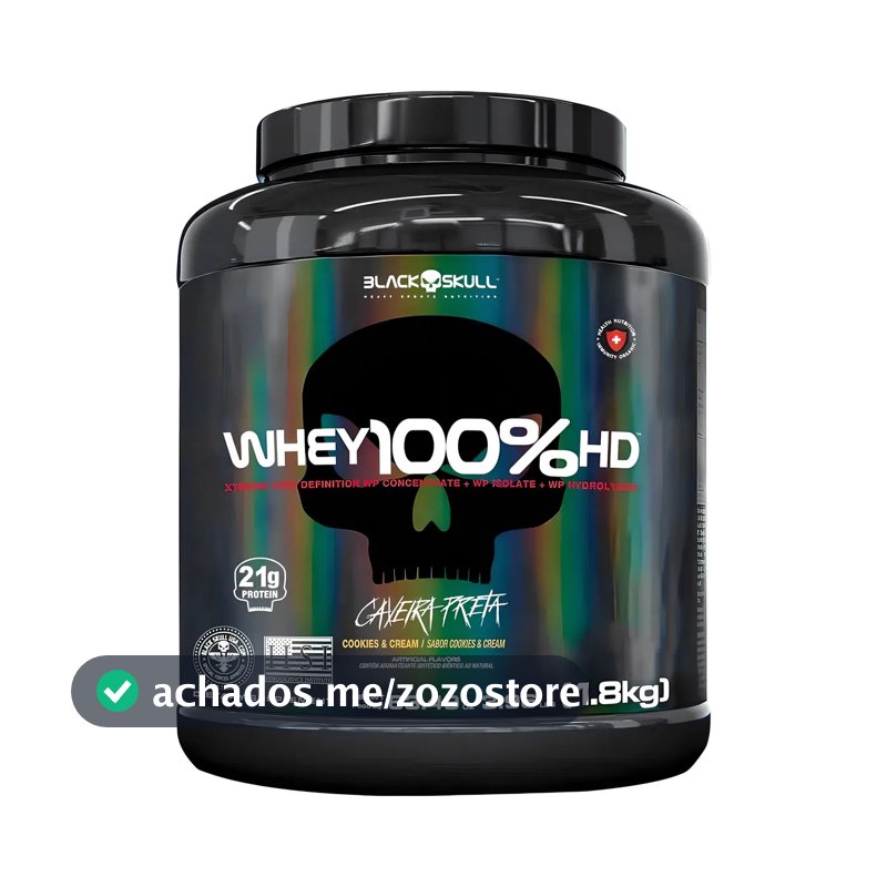 Whey 100% HD Pote 1.8kg Cookies and Cream Black Skull