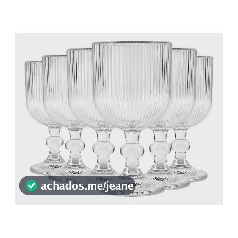 Jogo Com 6 Taças De Vidro Canelado 360ml Drinks Suco Água
