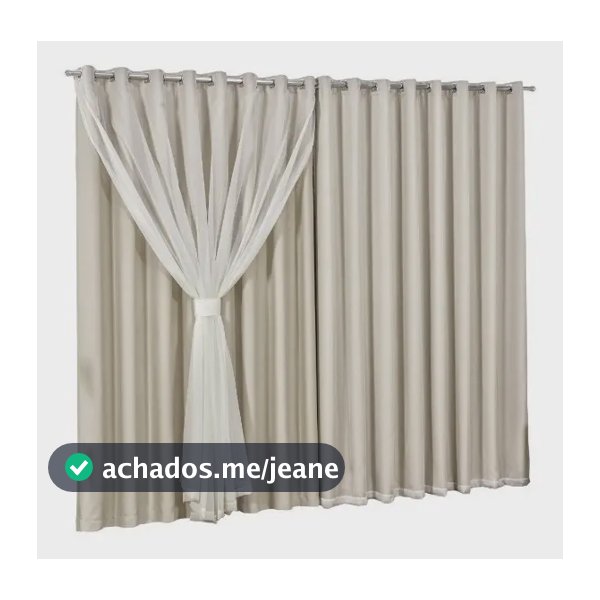 Cortina Blackout Com Voil 2,80x2,50 Para Varão Palha Palha