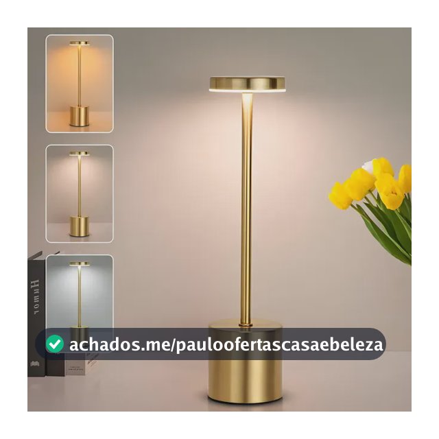 Luminária Mesa Abajur Led Fio Dimerizável Recarregável Sem Dourado