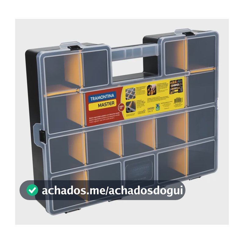 Maleta Plástica Organizadora Master 17'' Com Divisórias Amarelo e Preto Tramontina
