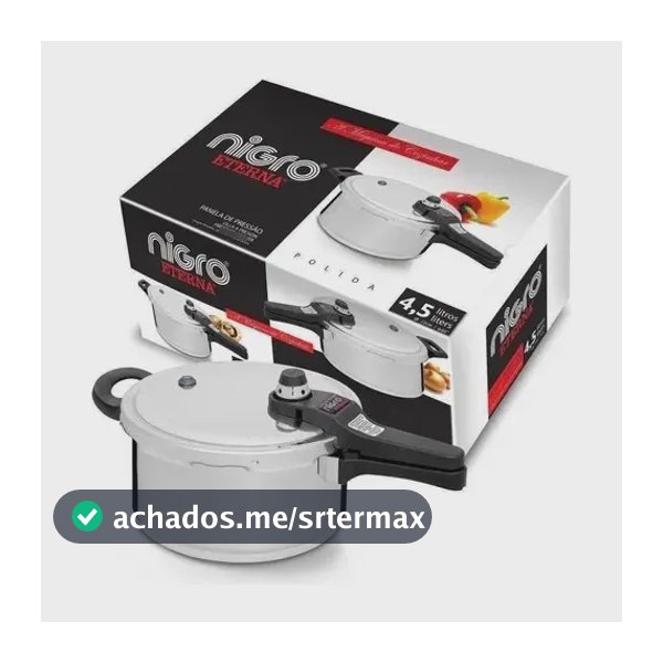 Panela de Pressão 4.5L Nigro Eterna Polida Alumínio 6 Seguranças