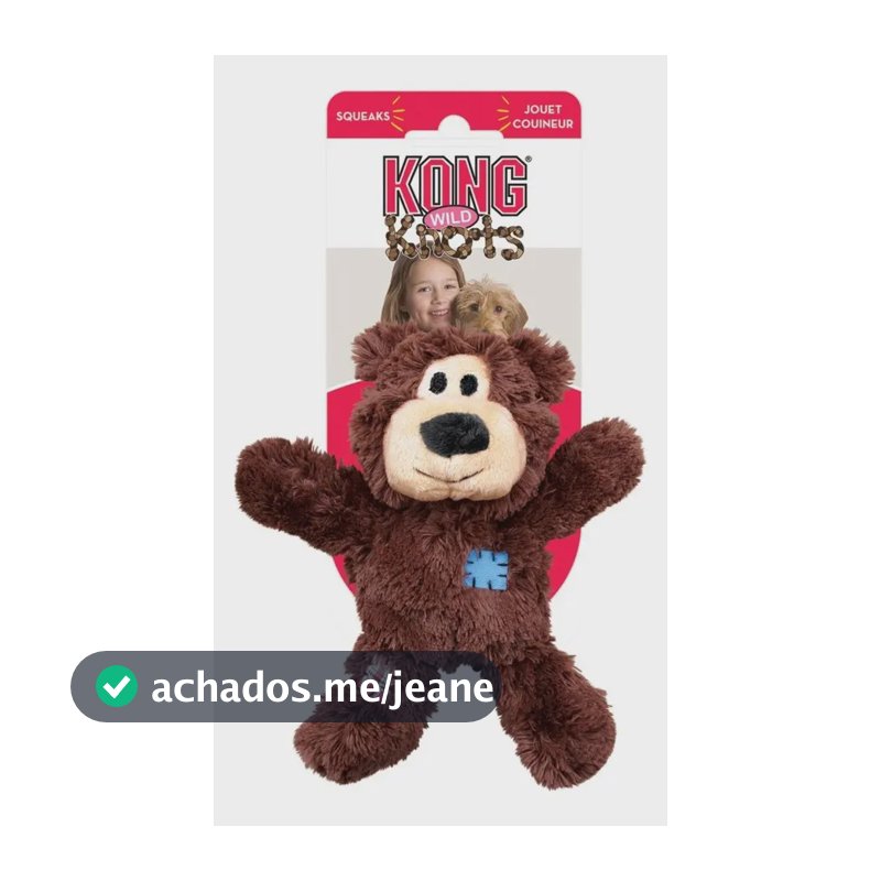 Brinquedo Kong Wild Knots Bear para Cães Urso de Pelúcia Corda Resistente S/M