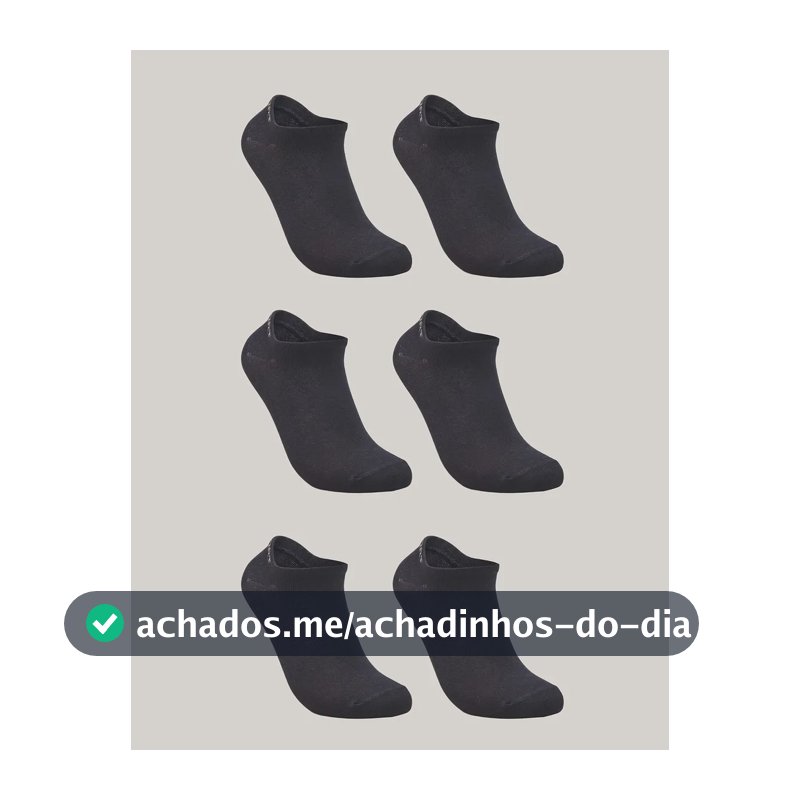 Kit De 6 Pares De Meias Masculino E Feminino Sapatilha Lupo Preto Liso 41-44
