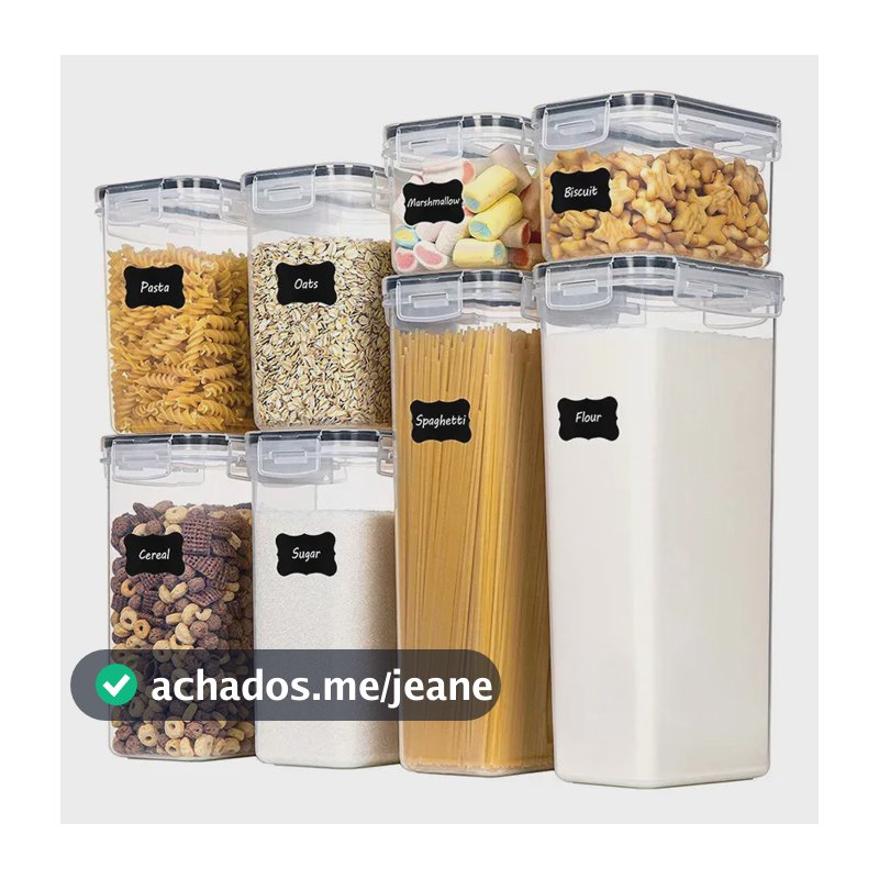 Kit 8 Potes Herméticos Dapon Em Plástico Com Trava Incolor Transparente