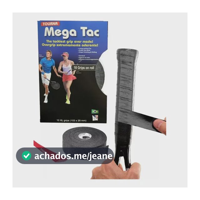 Overgrip Profissional Tourna Mega Tac Preto 10 Unidades Para Tênis
