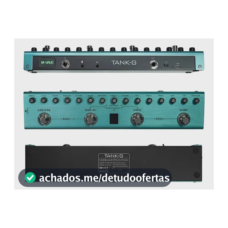 Laicai Pedal De Guitarra Multi-efeitos, Effects Pedal Guitarra Reverb Delay Mod Amp Bateria Lítio M-va-ve Tank-g Recarregável, 36 Presets, 9 Preamp Slots, 8 Ir Cab Slots, 3 Simulação, Reverb Efeitos